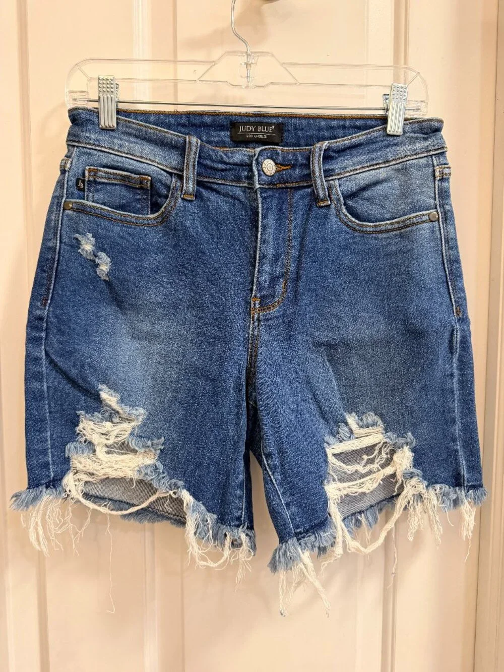 Judy Blue Distressed Raw Hem Bermuda Shorts M JB15280